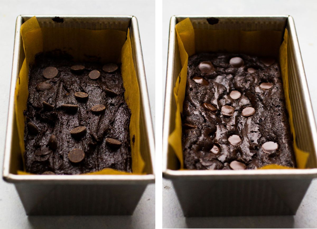Brownies, before and after baking.